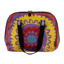 Load image into Gallery viewer, Bowling Bag with Uzbek Suzani Hand Embroidery - Colorful Glam | NOVICA