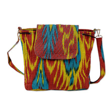 Load image into Gallery viewer, Ikat Quilted Adras Fabric Backpack Made in Uzbekistan - Color Spectacle | NOVICA