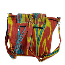 Load image into Gallery viewer, Ikat Quilted Adras Fabric Backpack Made in Uzbekistan - Color Spectacle | NOVICA
