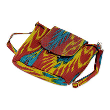 Load image into Gallery viewer, Ikat Quilted Adras Fabric Backpack Made in Uzbekistan - Color Spectacle | NOVICA