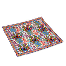 Load image into Gallery viewer, Cross Stitch Floral Cushion Cover from Uzbekistan - Garden Symphony | NOVICA