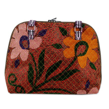 Load image into Gallery viewer, Floral-Themed Suzani Embroidered Cotton and Silk Bowling Bag - Colorful Garden | NOVICA