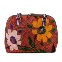 Load image into Gallery viewer, Floral-Themed Suzani Embroidered Cotton and Silk Bowling Bag - Colorful Garden | NOVICA