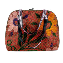 Load image into Gallery viewer, Floral-Themed Suzani Embroidered Cotton and Silk Bowling Bag - Colorful Garden | NOVICA