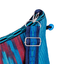Load image into Gallery viewer, Blue and Red Ikat Patterned Cotton Shoulder Bag with Zipper - Blue Vessel | NOVICA