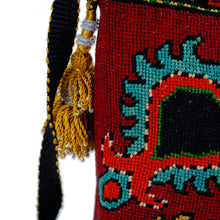 Load image into Gallery viewer, Handmade Silk Embroidered Sling Handbag - Scarlet Symbols | NOVICA