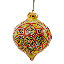 Load image into Gallery viewer, Traditional Hand-Painted Onion-Shaped Ceramic Ornament - Buttercup Prize | NOVICA
