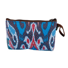 Load image into Gallery viewer, Traditional Ikat Patterned Cosmetic Bag with Zipper Closure - Elegant Ideas | NOVICA