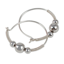 Load image into Gallery viewer, Modern Sterling Silver Hoop Earrings in a High Polish Finish - Mysterious Cosmos | NOVICA