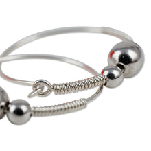 Load image into Gallery viewer, Modern Sterling Silver Hoop Earrings in a High Polish Finish - Mysterious Cosmos | NOVICA