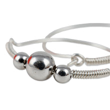 Load image into Gallery viewer, Modern Sterling Silver Hoop Earrings in a High Polish Finish - Mysterious Cosmos | NOVICA