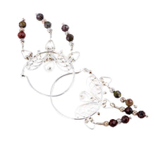 Load image into Gallery viewer, Polished Classic Natural Jasper Hoop Chandelier Earrings - Powerful Nymph | NOVICA