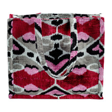Load image into Gallery viewer, Handcrafted Silk Velvet Handle Bag with Heart-Themed Pattern - Romantic Splendor | NOVICA