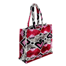 Load image into Gallery viewer, Handcrafted Silk Velvet Handle Bag with Heart-Themed Pattern - Romantic Splendor | NOVICA