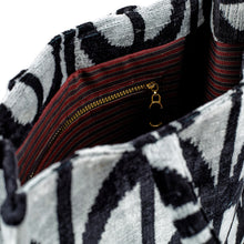 Load image into Gallery viewer, Handcrafted Silk Velvet Handle Bag with Modern Pattern - Avant-Garde Splendor | NOVICA