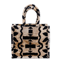 Load image into Gallery viewer, Handcrafted Silk Velvet Handle Bag with Zebra Pattern - Zebra Splendor | NOVICA