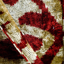 Load image into Gallery viewer, Handcrafted Silk Velvet Handle Bag with Abstract Pattern - Crimson Splendor | NOVICA
