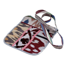 Load image into Gallery viewer, Handcrafted Silk and Velvet Sling in Red and Green Hues - Wild Vitality | NOVICA