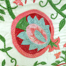 Load image into Gallery viewer, Pomegranate-Themed Embroidered Silk Blend Cushion Cover - Sweet Omens | NOVICA