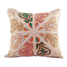 Load image into Gallery viewer, Classic Embroidered Silk Blend Cushion Cover from Uzbekistan - Royal Union | NOVICA