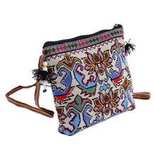 Load image into Gallery viewer, Classic Iroki Embroidered Ivory Sling with Tassels - Desert Palace | NOVICA