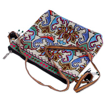 Load image into Gallery viewer, Classic Iroki Embroidered Ivory Sling with Tassels - Desert Palace | NOVICA