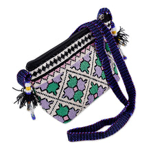 Load image into Gallery viewer, Iroki Embroidered Floral Sling in Purple and Green Hues - Desert Flower | NOVICA
