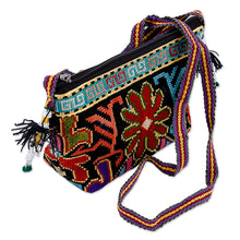 Load image into Gallery viewer, Iroki Embroidered Zippered Floral Silk Sling in Intense Hues - Oasis Flower | NOVICA