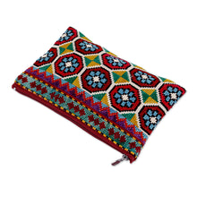 Load image into Gallery viewer, Iroki Embroidered Silk Cosmetic Bag in Vibrant Hues - Evening Intuition | NOVICA