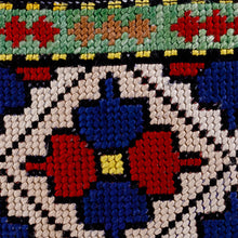 Load image into Gallery viewer, Floral Iroki Embroidered Silk Cosmetic Bag in Red and Blue - Palace Glory | NOVICA