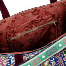 Load image into Gallery viewer, Tote Bag with Floral Iroki Hand Embroidery from Uzbekistan - Alluring Flora | NOVICA