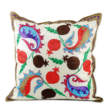 Load image into Gallery viewer, Paisley and Pomegranate-Themed Embroidered Cushion Cover - Paisley Omens | NOVICA