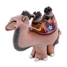 Load image into Gallery viewer, Handcrafted Ceramic Camel Figurine from Uzbekistan - Happy Camel | NOVICA