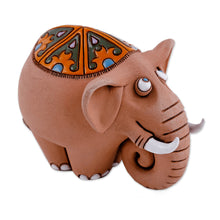 Load image into Gallery viewer, Handcrafted Ceramic Elephant Figurine from Uzbekistan - Vivacious Elephant | NOVICA