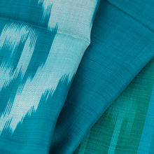 Load image into Gallery viewer, Handloomed Green and Blue Ikat Patterned Silk Scarf - Aquatic Road | NOVICA