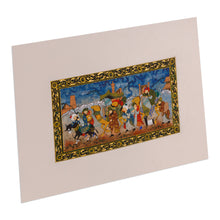 Load image into Gallery viewer, Watercolor on Cardboard Caravan of Merchants Scene - Miniature Caravan III | NOVICA