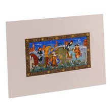 Load image into Gallery viewer, Watercolor on Cardboard Scene of Uzbek Caravan of Merchants - Miniature Caravan IV | NOVICA