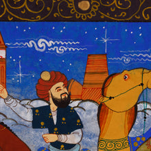 Load image into Gallery viewer, Watercolor on Cardboard Scene of Uzbek Caravan of Merchants - Miniature Caravan IV | NOVICA
