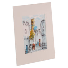 Load image into Gallery viewer, Watercolor Scene of the Streets of Bukhara in Uzbekistan - Bukhara's Architecture II | NOVICA