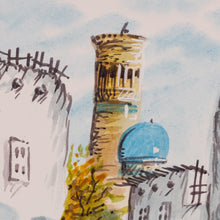 Load image into Gallery viewer, Watercolor Scene of the Streets of Bukhara in Uzbekistan - Bukhara's Architecture II | NOVICA