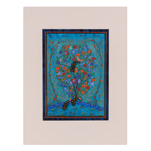 Load image into Gallery viewer, Stretched Nature-Themed Folk Art Watercolor Painting in Blue - Tree of Life IV | NOVICA