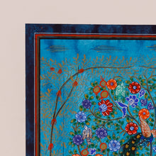 Load image into Gallery viewer, Stretched Nature-Themed Folk Art Watercolor Painting in Blue - Tree of Life IV | NOVICA