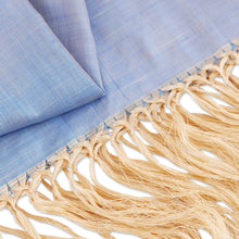 Load image into Gallery viewer, Handwoven Striped Blue Silk Shawl with Fringes - Sky of the Desert | NOVICA