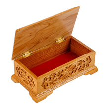 Load image into Gallery viewer, Hand-Carved Classic Walnut Wood Jewelry Box - Secret Arcadia | NOVICA