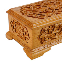 Load image into Gallery viewer, Hand-Carved Classic Walnut Wood Jewelry Box - Secret Arcadia | NOVICA
