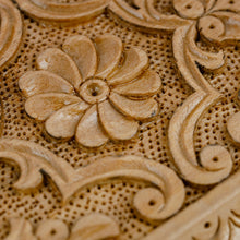 Load image into Gallery viewer, Hand-Carved Geometric Floral Walnut Wood Jewelry Box - Gardens from Paradise | NOVICA