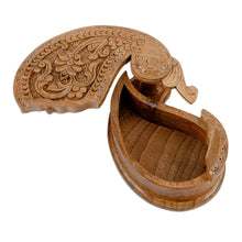 Load image into Gallery viewer, Hand-Carved Paisley-Shaped Floral Walnut Wood Puzzle Box - Portal to the Paisley Garden | NOVICA