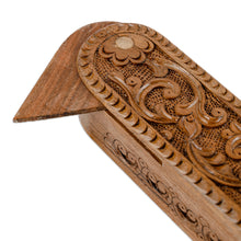 Load image into Gallery viewer, Hand-Carved Oblong Floral Walnut Wood Puzzle Box - Oblong Paradise | NOVICA
