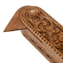 Load image into Gallery viewer, Hand-Carved Oblong Floral Walnut Wood Puzzle Box - Oblong Paradise | NOVICA