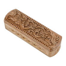 Load image into Gallery viewer, Hand-Carved Rectangle Floral Walnut Wood Puzzle Box - Rectangle Paradise | NOVICA
